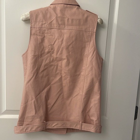 ELODIE FAUX LEATHER/ Vegan VEST/zipper/ Belt/pockets with zippers/ lined - Picture 9 of 15